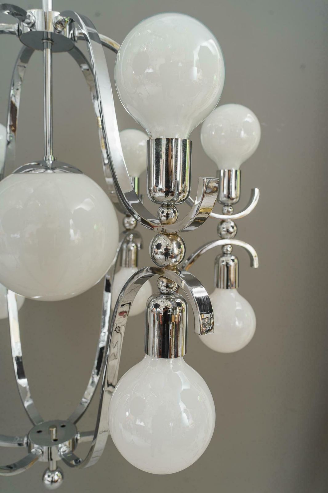 Rare And Very Big Chrome Chandelier Vienna Around 1920s photo vintage