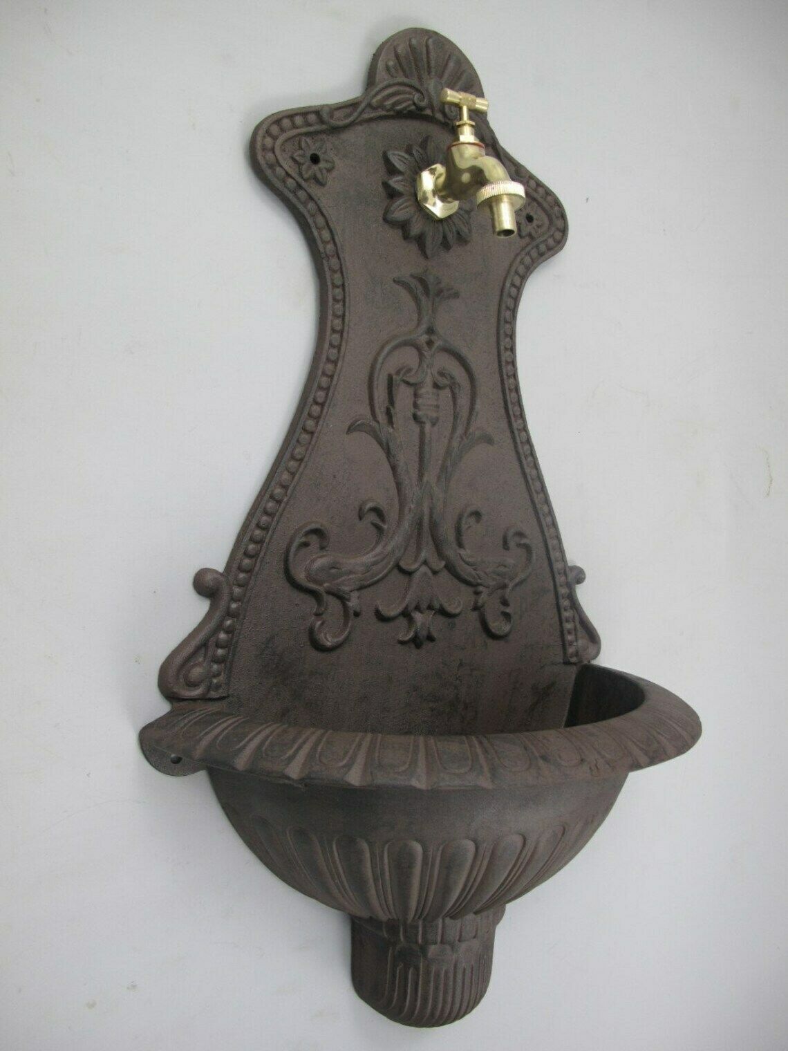Antique Style Wall Fountain Cast Aluminum Sink Brown photo furniture