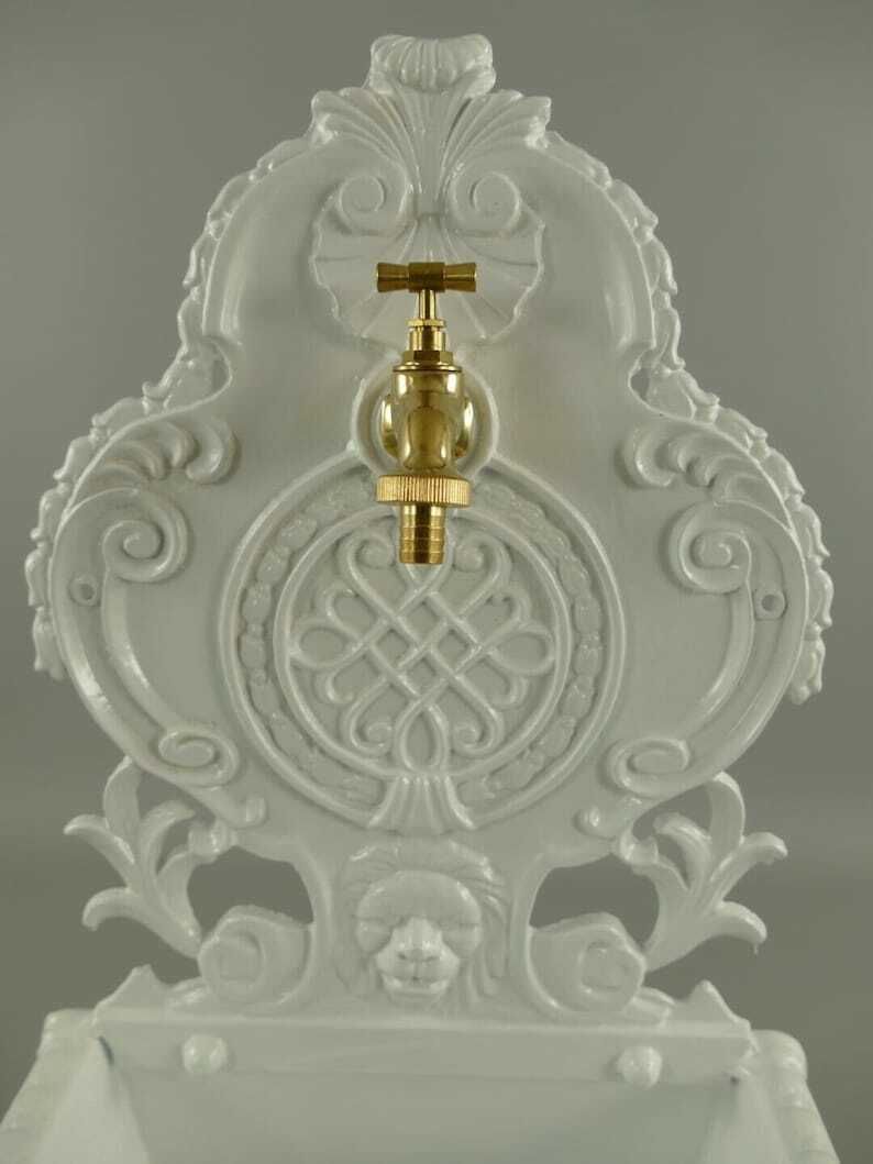 Antique Style Wall Fountain Cast Aluminum Sink Green Height 58 Cm photo for sale