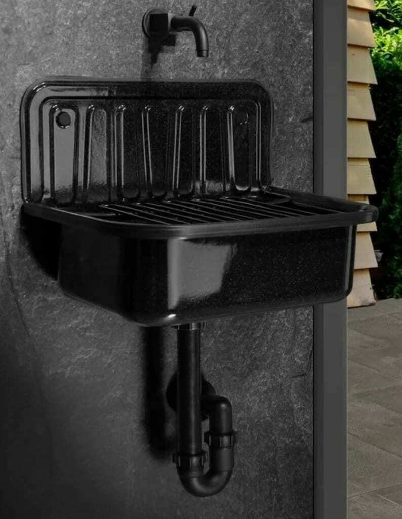 German Vintage Sink, Farmhouse Sink, Wall Mounted Sink, Black Kitchen Sink, Bathroom Sink, Laundry Room Sink, Bathroom Decor
