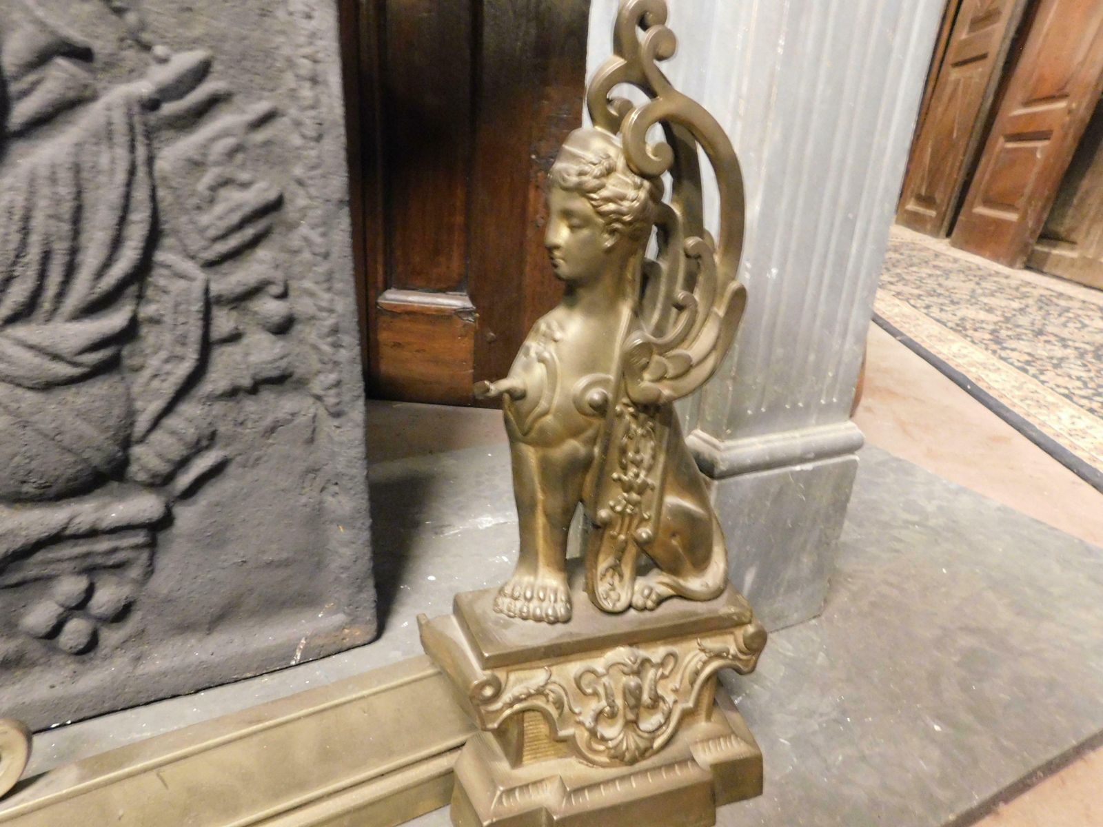 Antique Fireplaces Ashtray Carved With A Mythological Figure 19th Century photo vinterior
