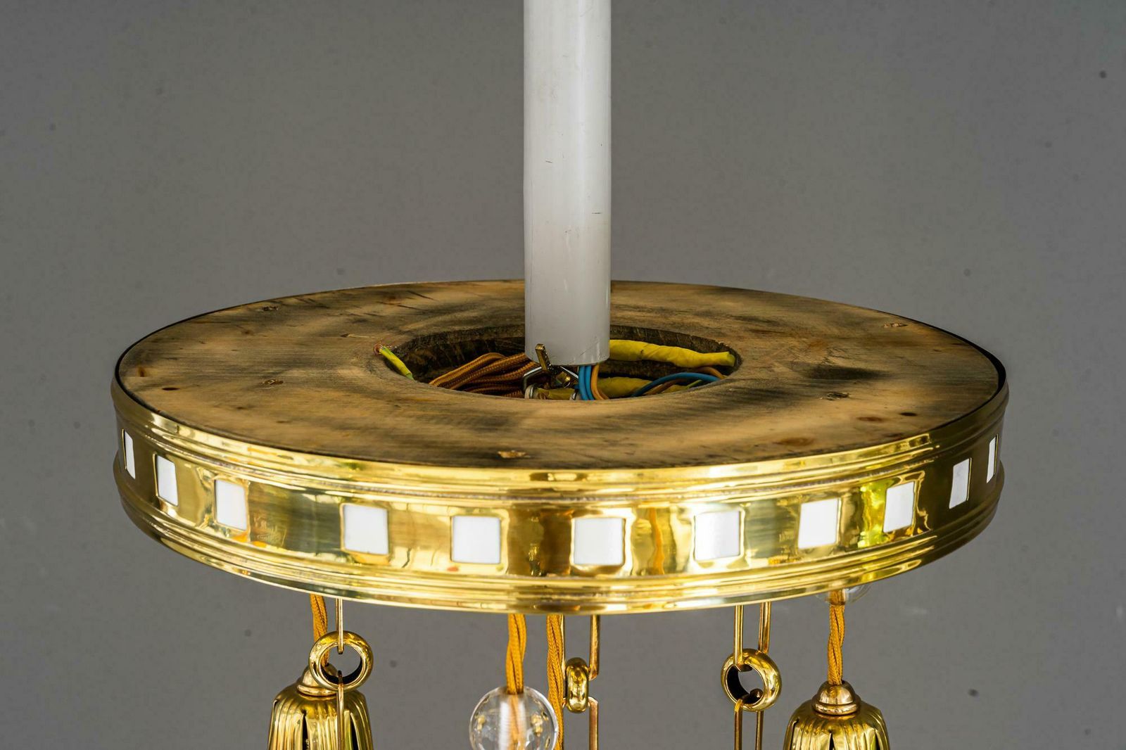 photo vintage Jugendstil Chandelier With Cut Glass Shade, Vienna, 1910s