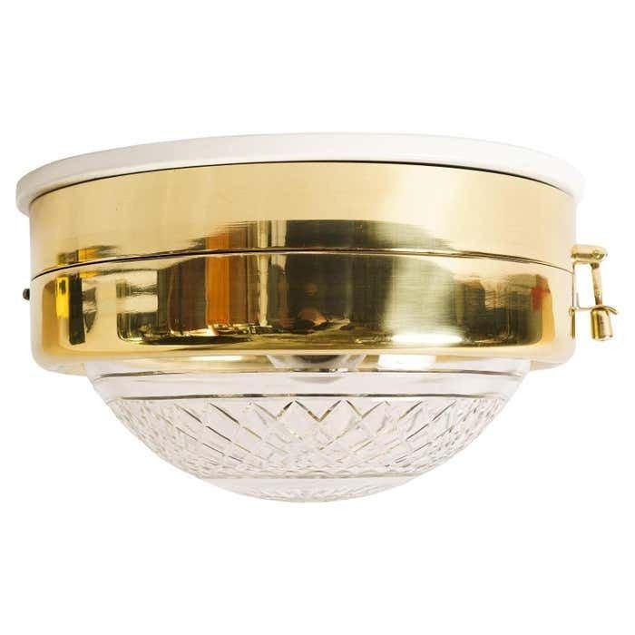 Art Deco Ceiling Or Wall Lamp With Original Cut Glass Shade Vienna Around 1920s