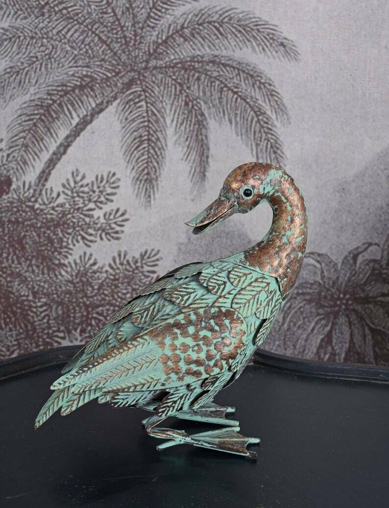 Decorative Figure Duck Metal Garden Bird Garden Decoration Garden Figure Running Duck Iron Duck photo furniture