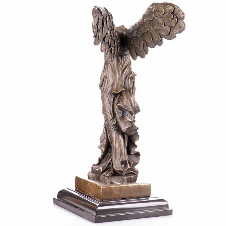 Limited Bronze! Nike Of Samothrace Bronze Sculpture On Marble Base, Ancient Greek Statue, Gift Idea photo for sale