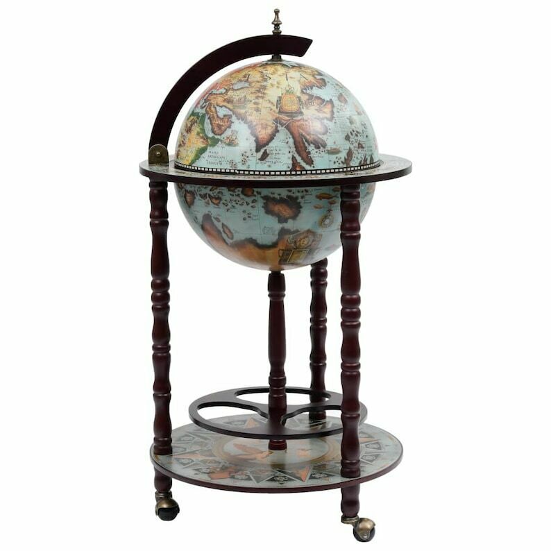 Wooden Barglobe For Drinks And Alcohols, Trolley In Shape Of Terrestrial Globe, Home Or Office Furniture photo furniture
