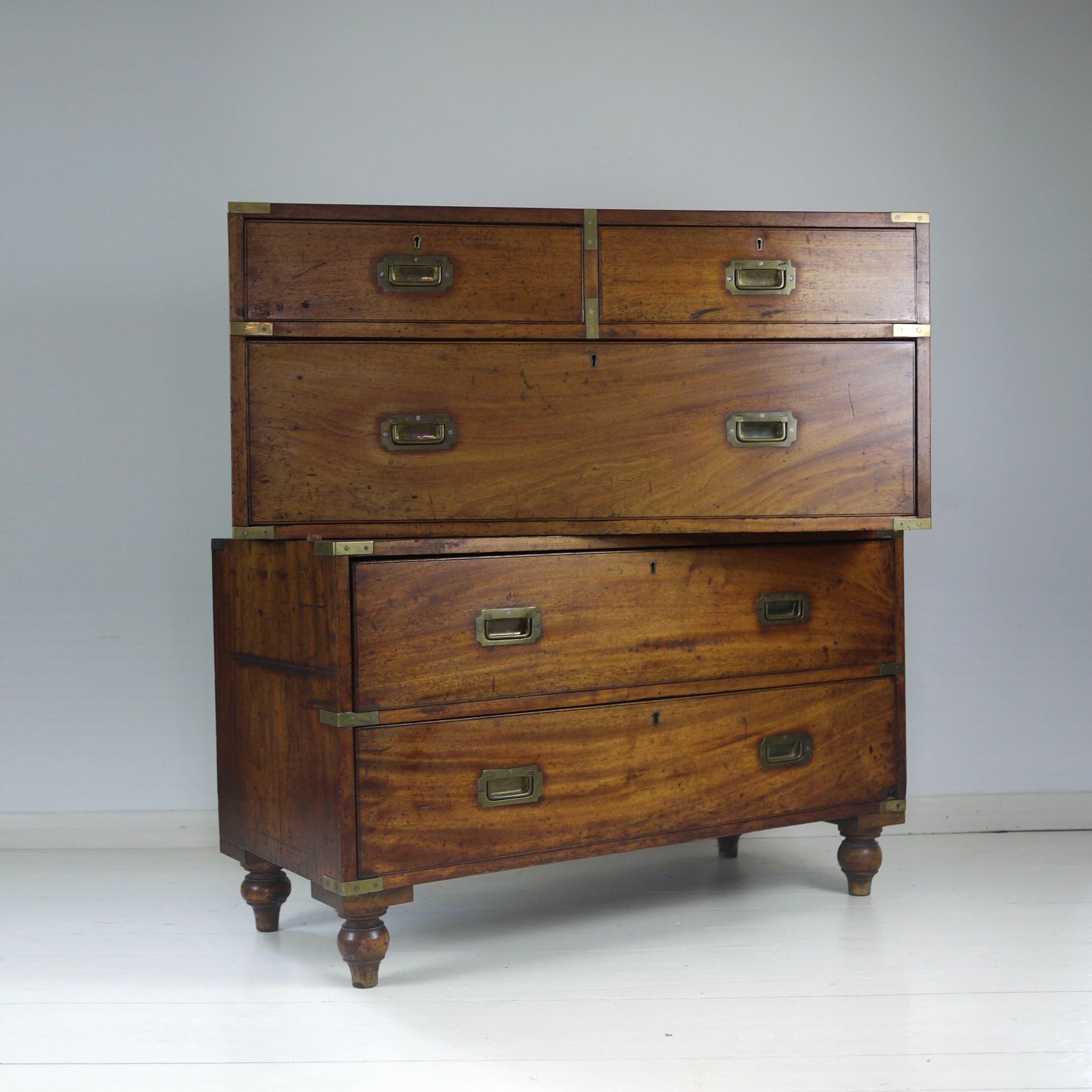 Antique 19th Century Mahogany Campaign Chest Of Drawers photo furniture