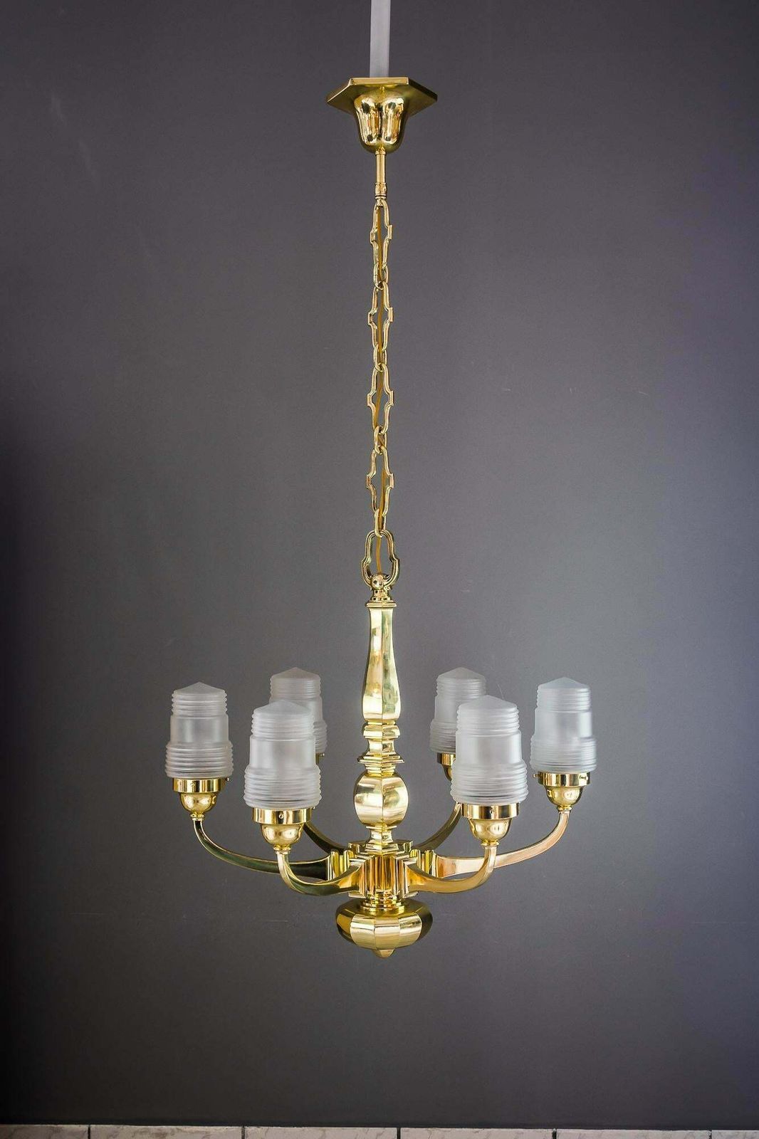 Art Deco Chandelier Vienna 1920s With Original Glass Shades photo buy