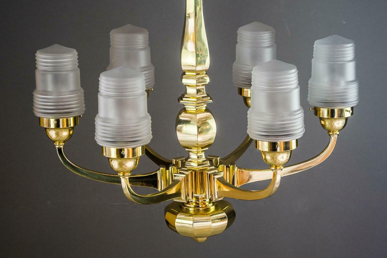 Lighting Art Deco Chandelier Vienna 1920s With Original Glass Shades photo
