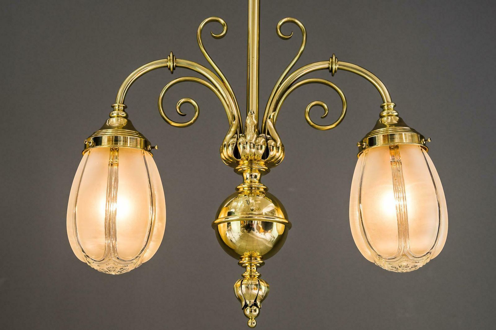 Art Deco Pendant With Original Glass Shades Vienna Around 1920s photo for sale