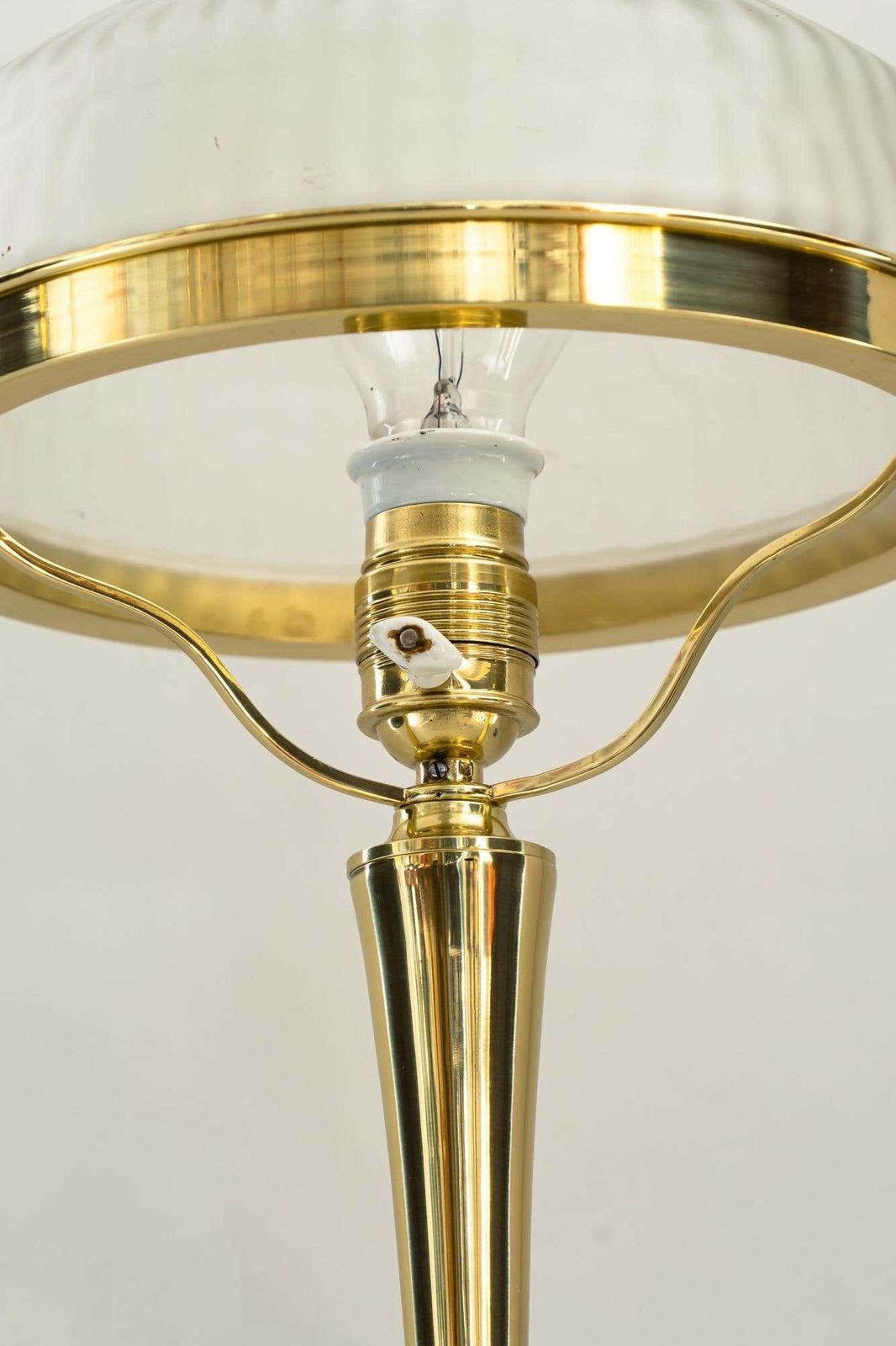 Art Deco Table Lamp With Original Glass Shade Around 1920s photo 755.0