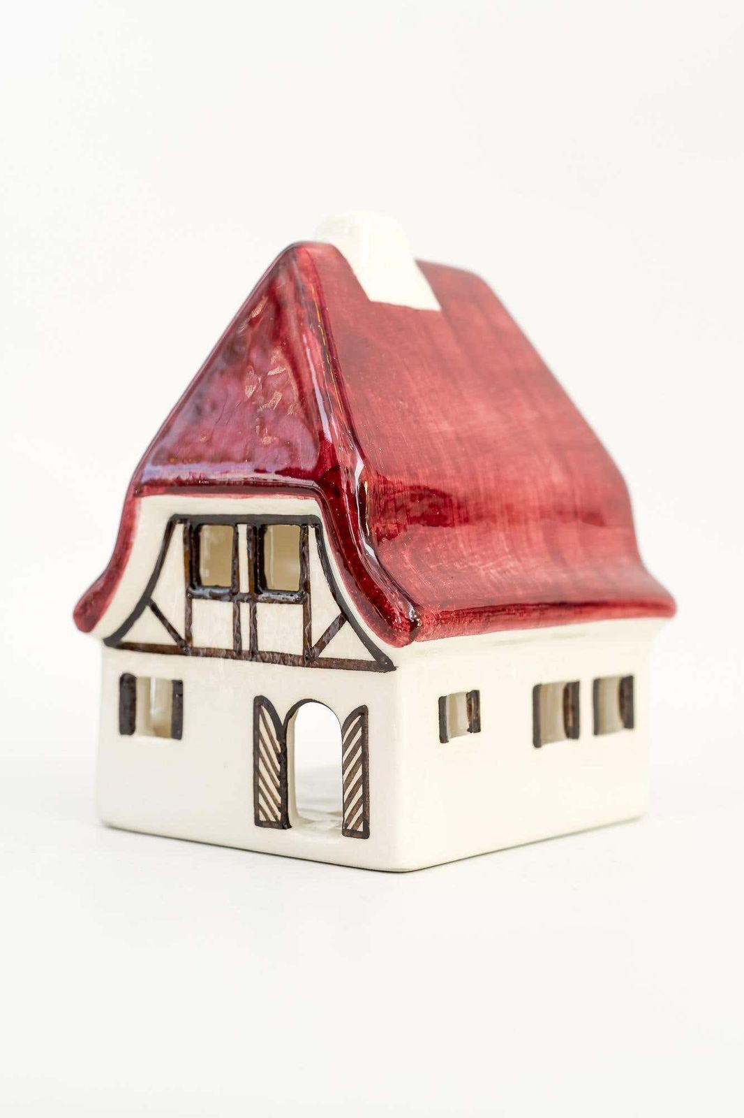 Christmas Ceramic Houses For Candle Light Deco In Shape Of A Village Around 1970 photo vintage