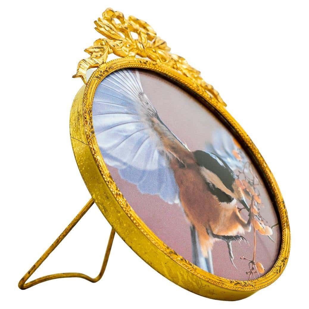 Art Deco Gilded Picture Frame With Original Outwardly Curved Glass Around 1920s