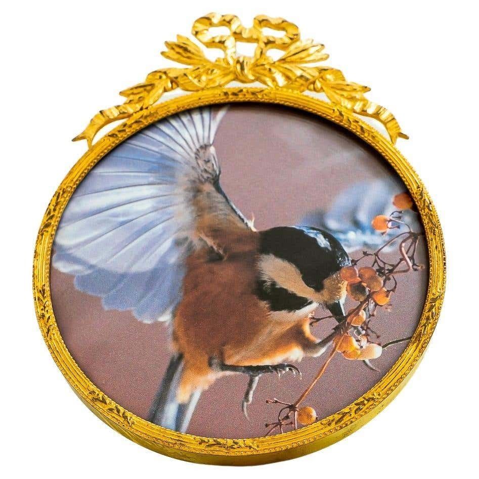 Art Deco Gilded Picture Frame With Original Outwardly Curved Glass Around 1920s photo furniture