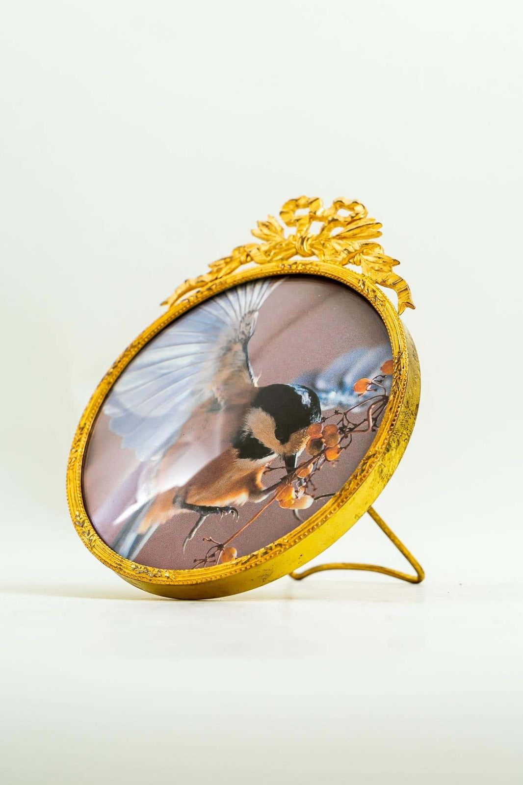 Art Deco Gilded Picture Frame With Original Outwardly Curved Glass Around 1920s photo for sale