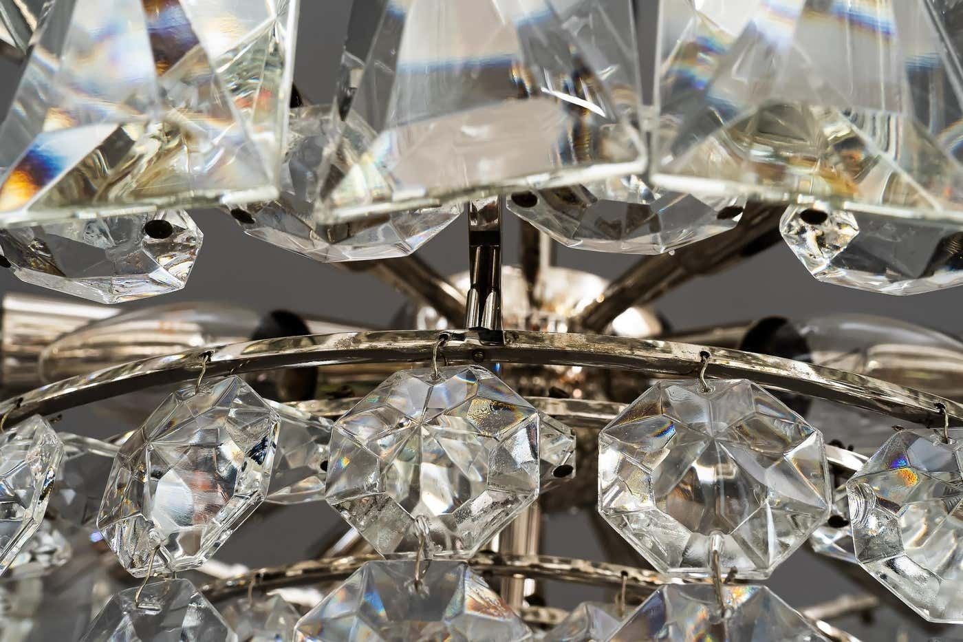 photo furniture Bakalowits Nickel Crystal Chandelier, Circa 1950s, ''We Have A Second One''