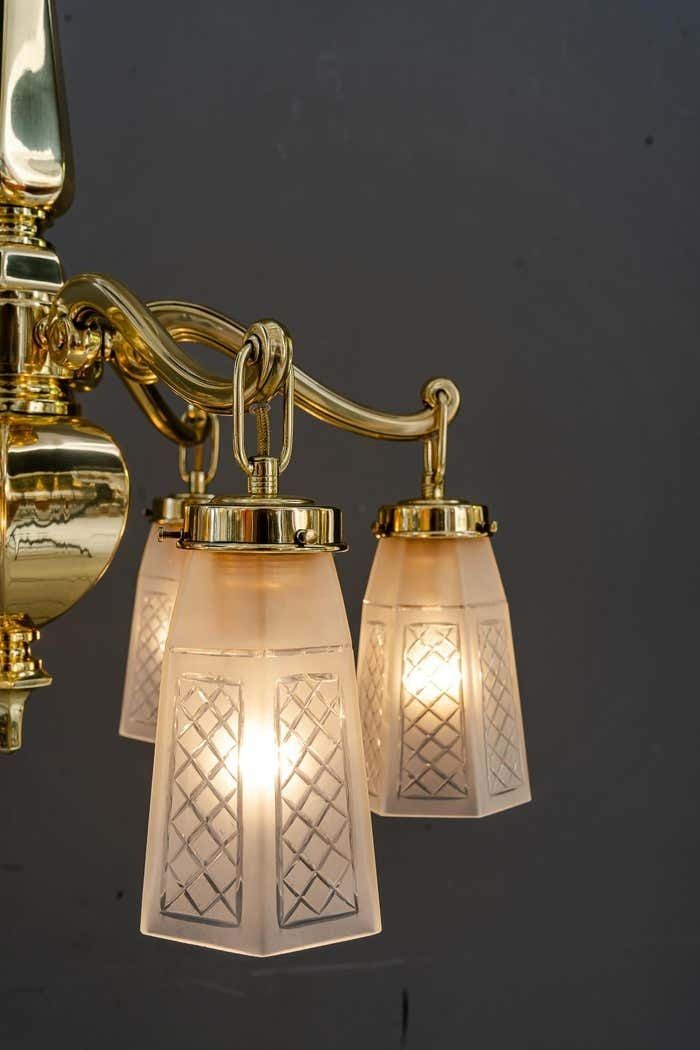 photo furniture Art Deco Chandelier With Original Glass Shades Vienna Around 1920s