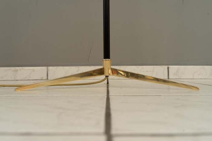Two Kalmar Floor Lamps Around 1950s With Fabric Shades photo for sale