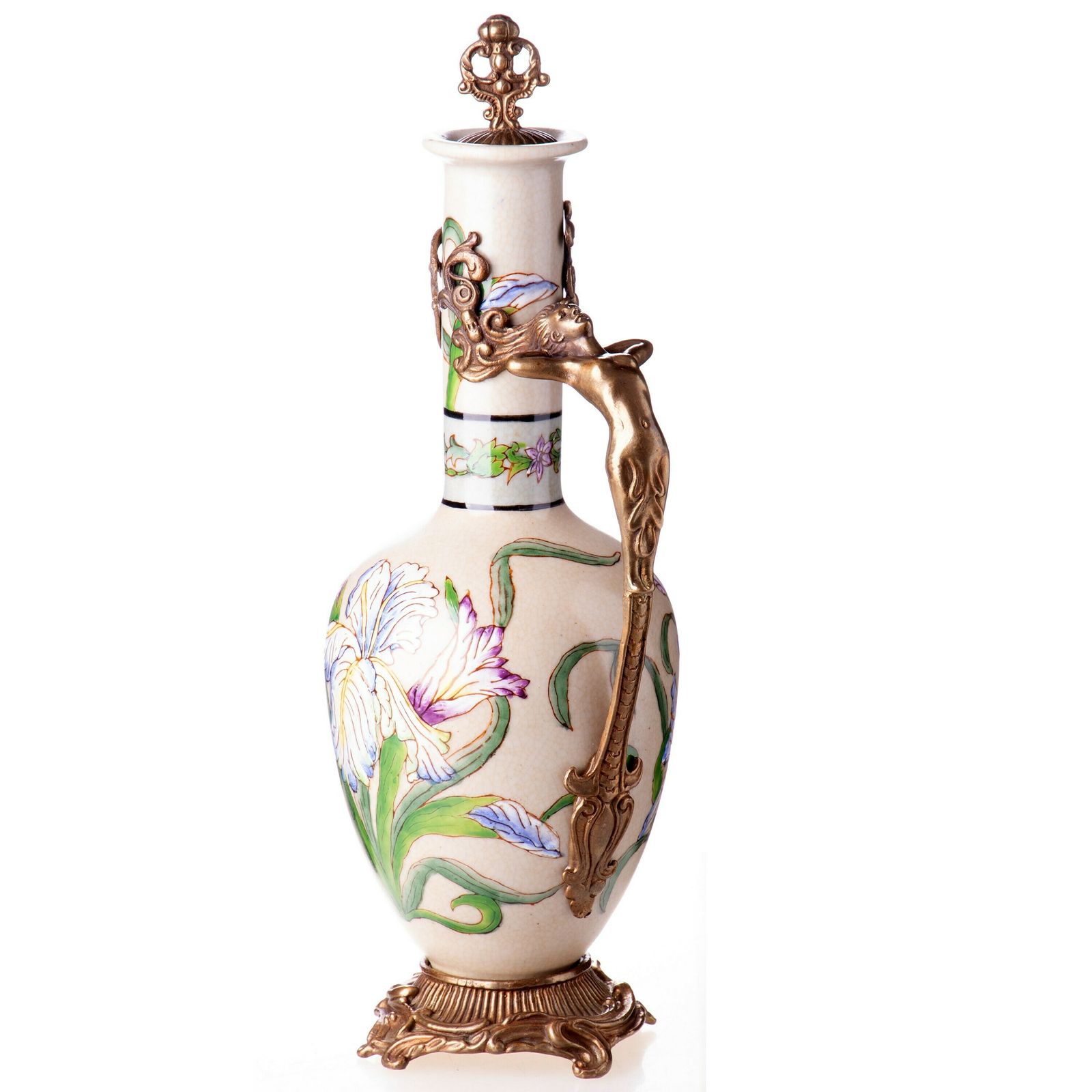 Porcelain With Bronze Art Nouveau Carafe , Gift, Home Deco
