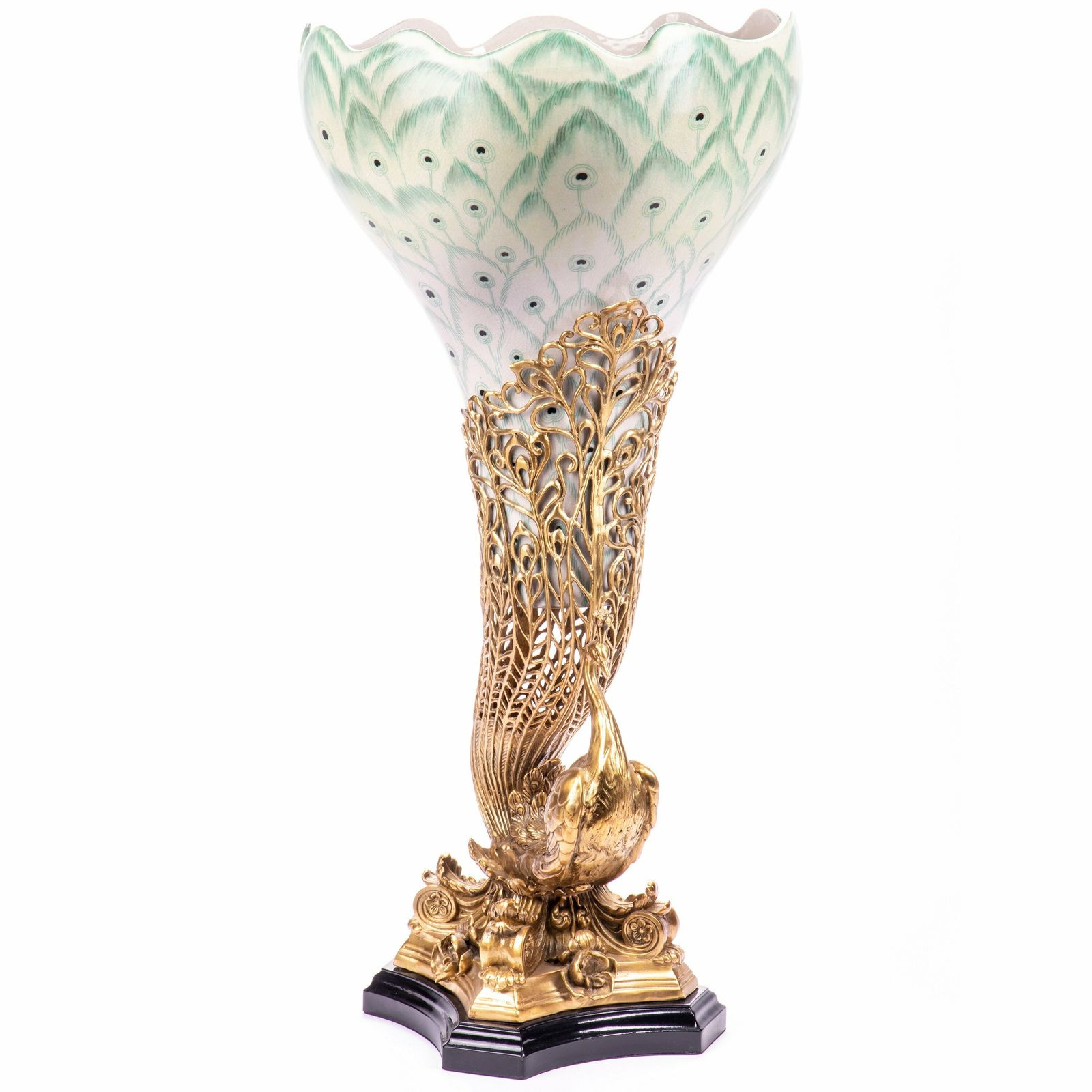 Amazing Swan Porcelain Vase With Bronze Base In Shape Of Swan Figurine, Exclusive Wedding Gift Idea photo furniture