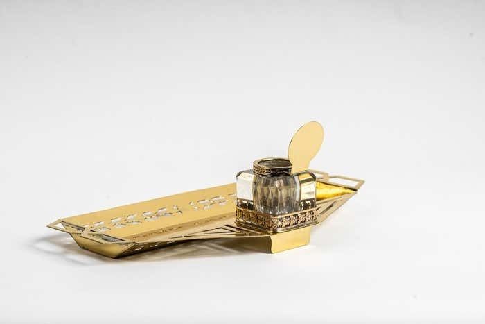 photo for sale Art Deco Inkwell With Original Inkwell Glass, Vienna, Around 1920s