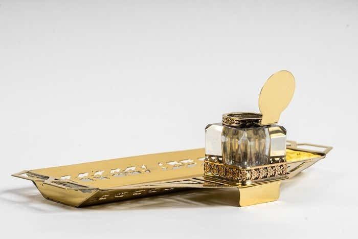 Home Decor Art Deco Inkwell With Original Inkwell Glass, Vienna, Around 1920s photo