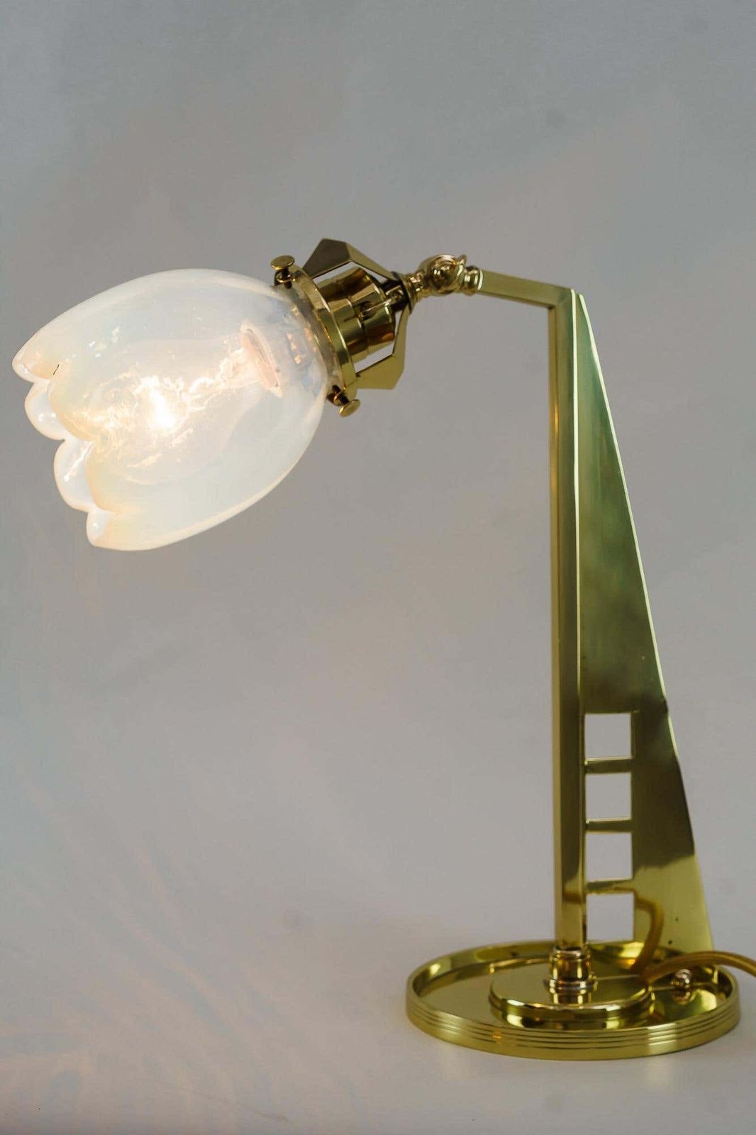 photo furniture Rare Jugendstil Table Lamp With Original Opaline Glass Shade Vienna Around 1910