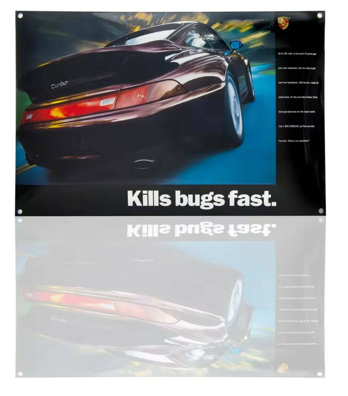 Original Porsche Enamel Shield Classic 993 Turbo "Kills Bugs Fast"In Engineering photo furniture