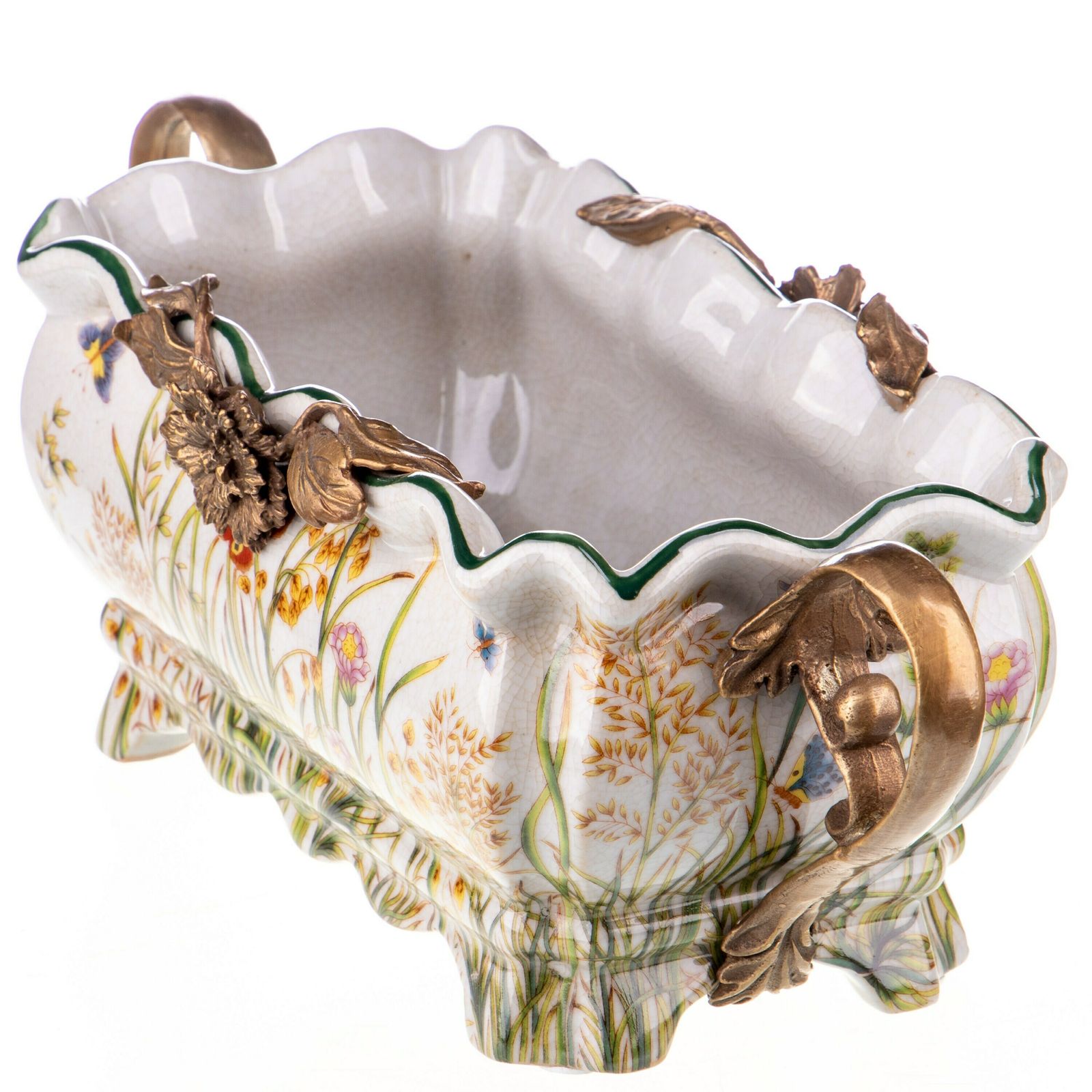 Vintage Porcelain With Bronze Bowl With Roses Art Nouveau, Beautiful Gift, Deco photo furniture