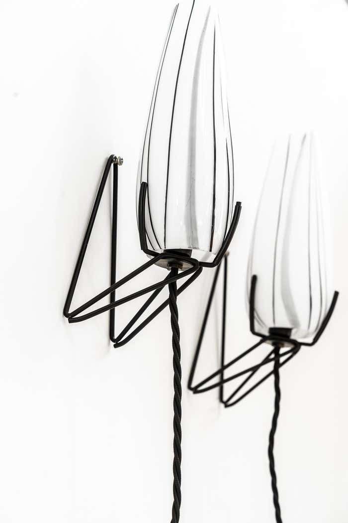 Two Wall Lamps With Original Glass Shades Vienna Around 1960s photo vinterior