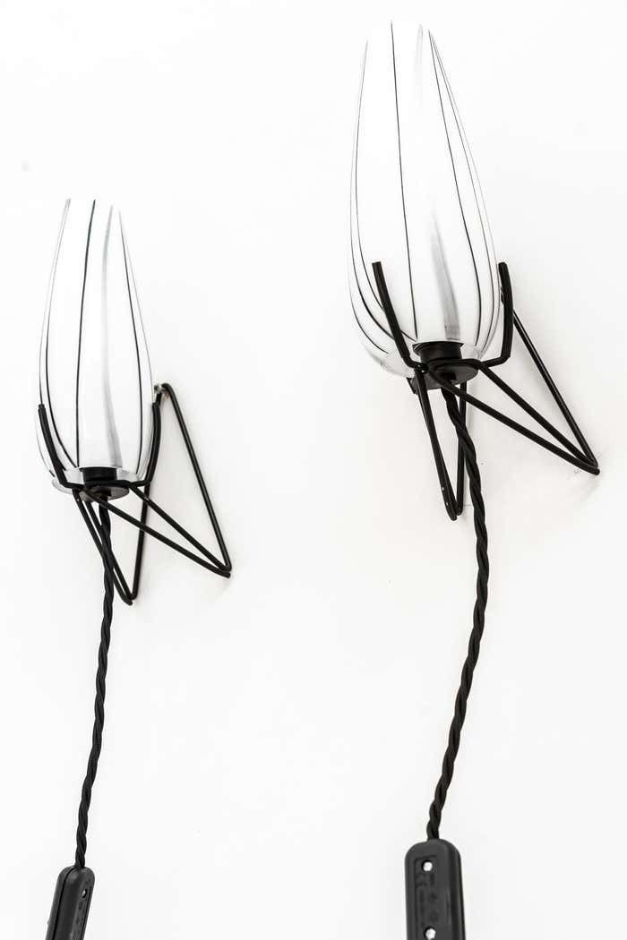 Two Wall Lamps With Original Glass Shades Vienna Around 1960s photo buy