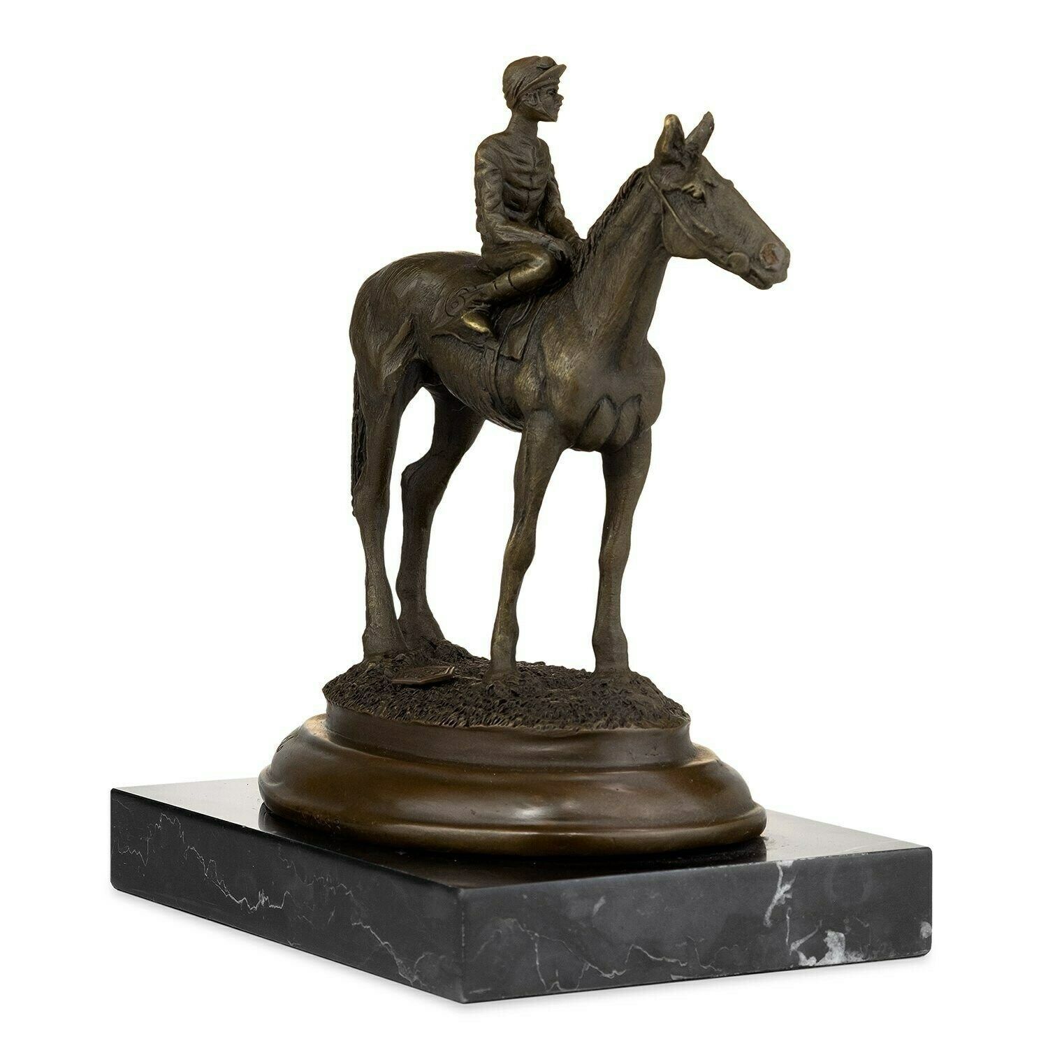 Sculpture »Jockey Rider Horse«, Bronze Figures Bronze Sculpture Figure Work Of Art Decoration Statue Garden Figure Decorative Figure photo Art
