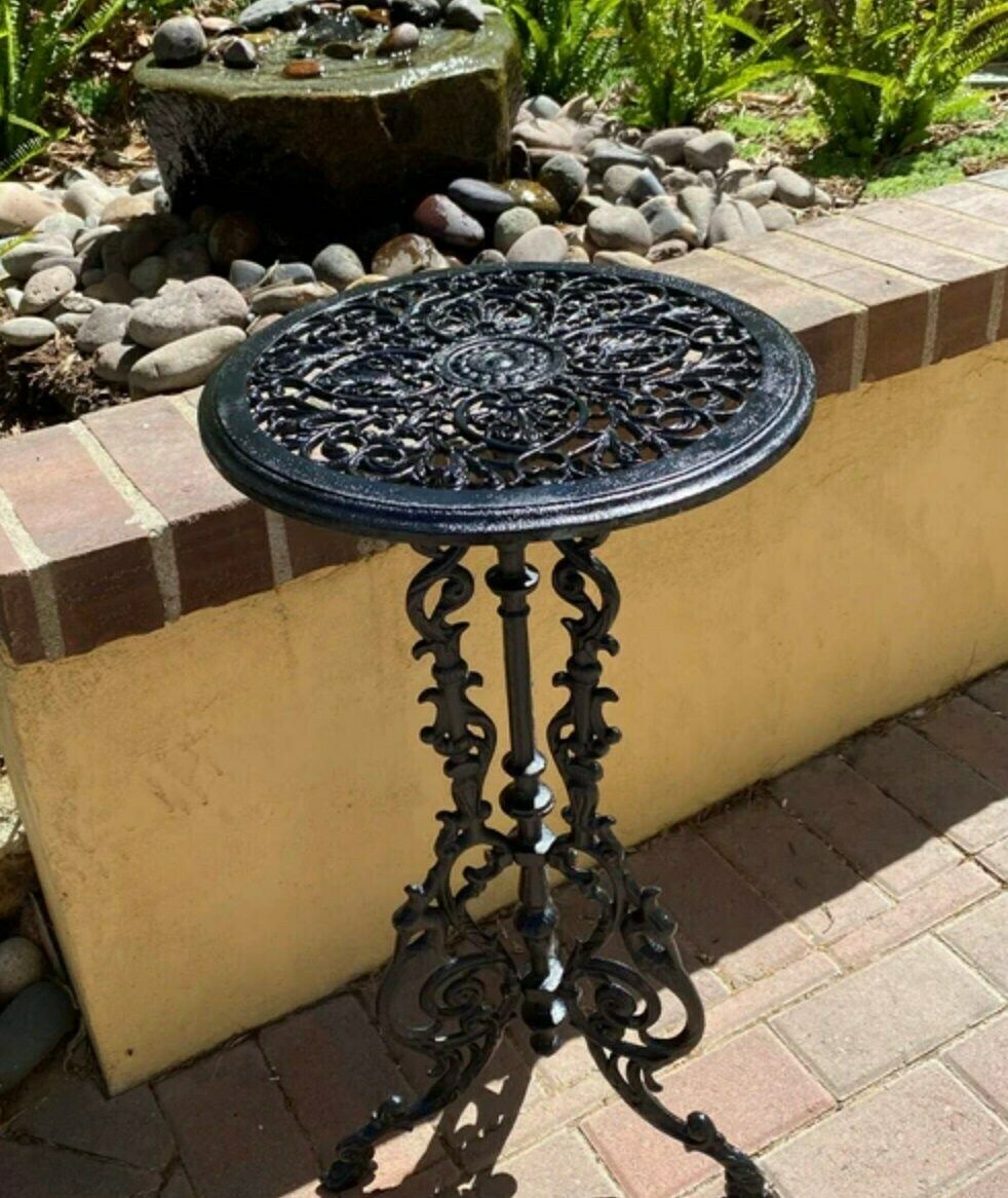 Garden Table, Reach Lacy Decorated, Plant Table, Coffee Table, Black photo Garden Furniture