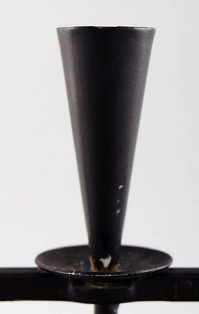 Erik Höglund For Kosta Boda, Candleholder In Cast Iron With Mouth Blown Glasses photo Home Decor