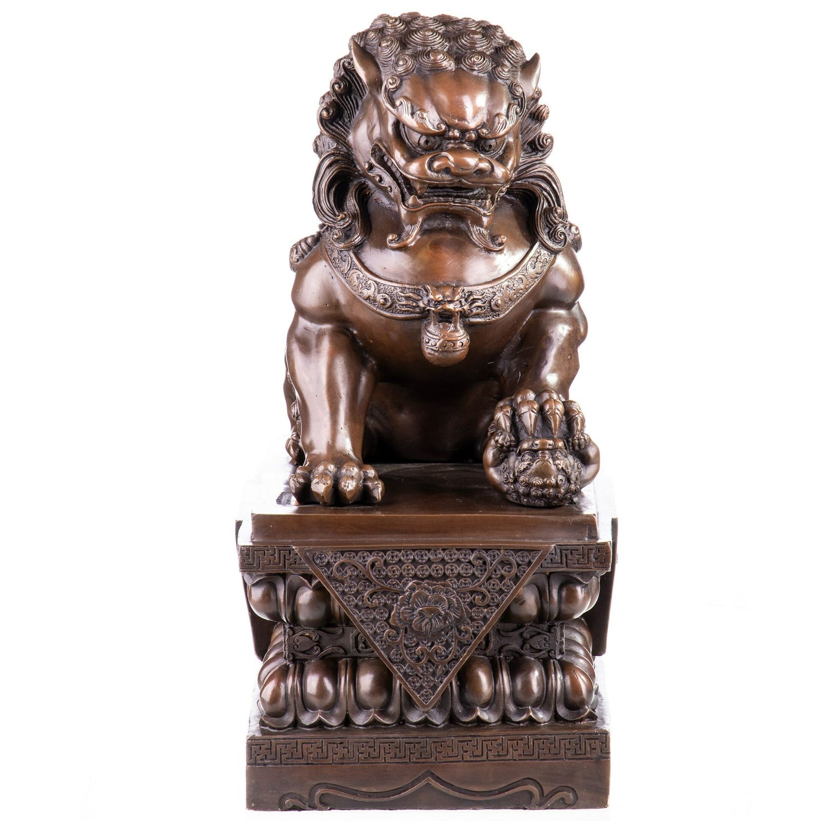 Asiatica Bronze Figure Chinese Temple Guardian Lion , Signed Statue Gift, Home Decor, Office Decoration photo 861.0