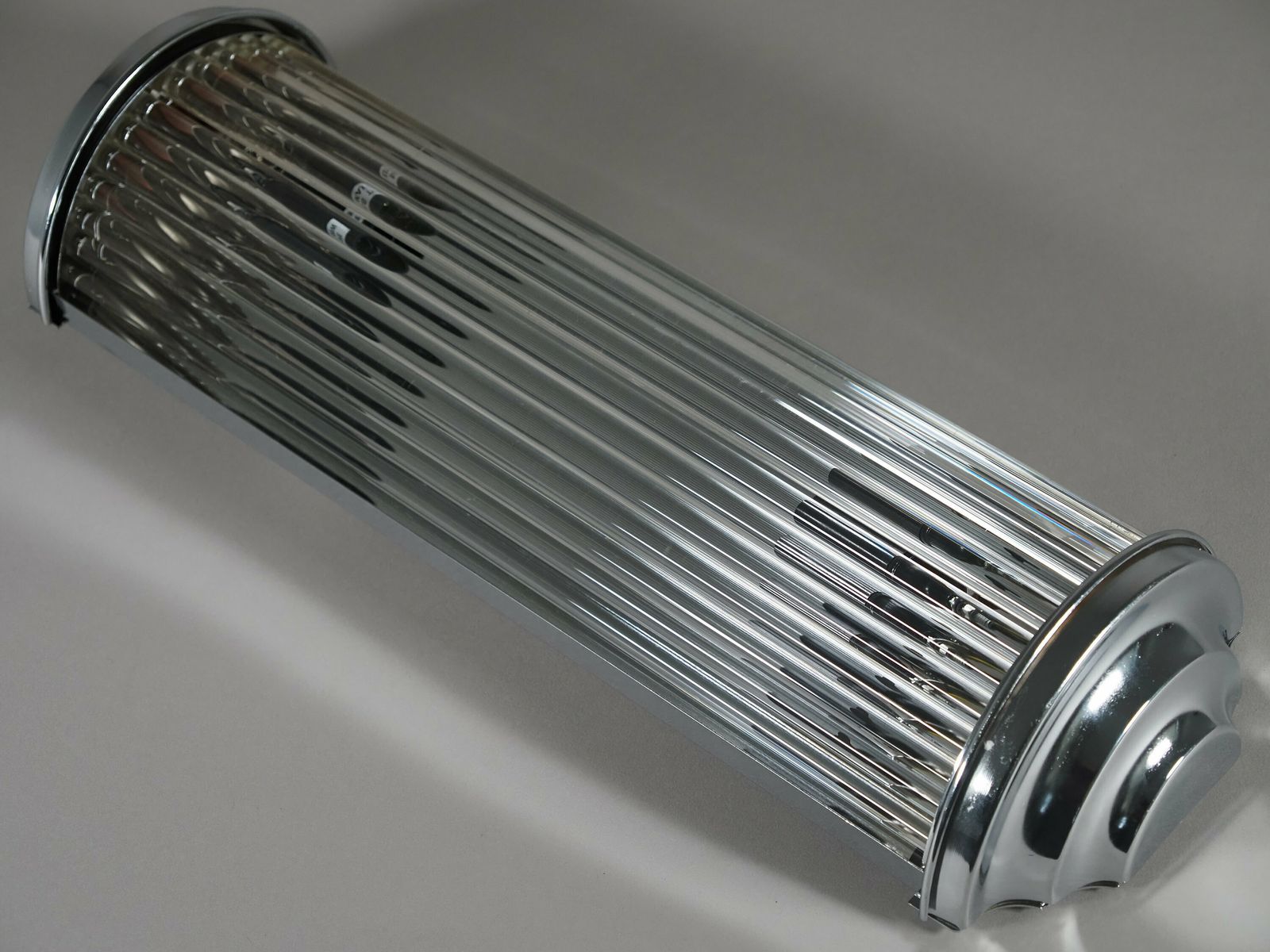 Art Deco Chrome Wall Lamp With Classic Glass Rods, Petitot, Cinema Light, Mirror Light, Lamp For Stairwell,