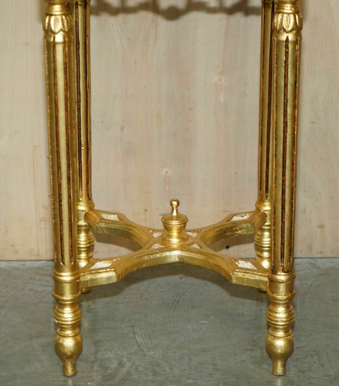 Pair Of Italian Circa 1880 Gold Giltwood Marble Topped Side End Lamp Wine Tables photo vintage