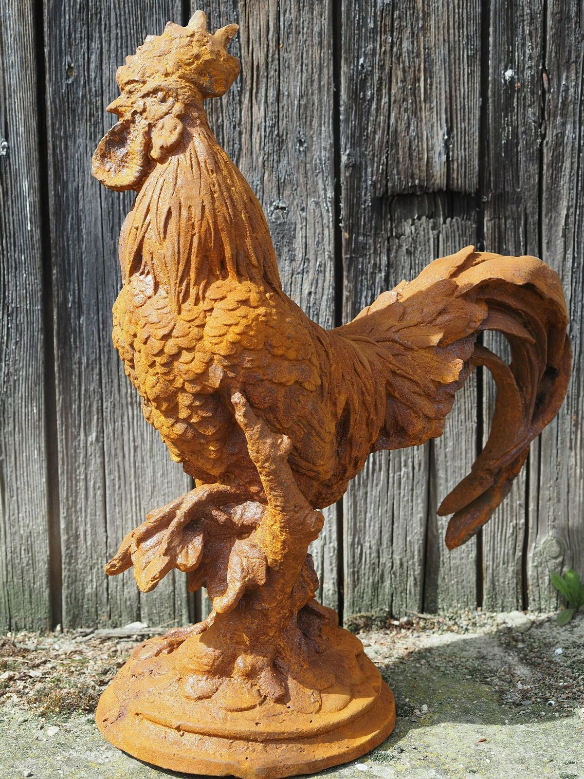 Large Cast Iron Rooster   Garden Statue   Cast Iron Garden Sculptures photo Garden Decor