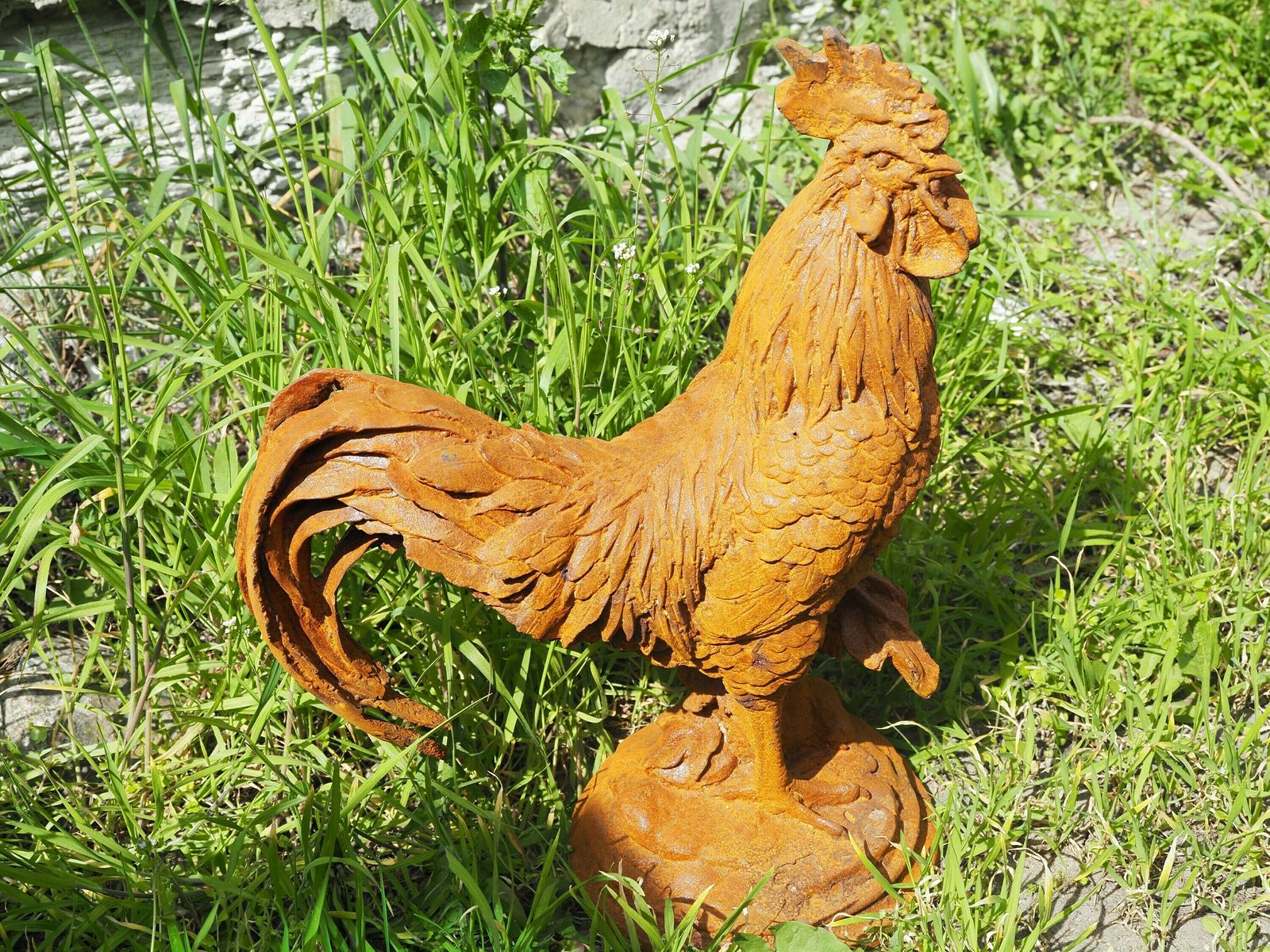 Large Cast Iron Rooster   Garden Statue   Cast Iron Garden Sculptures photo buy
