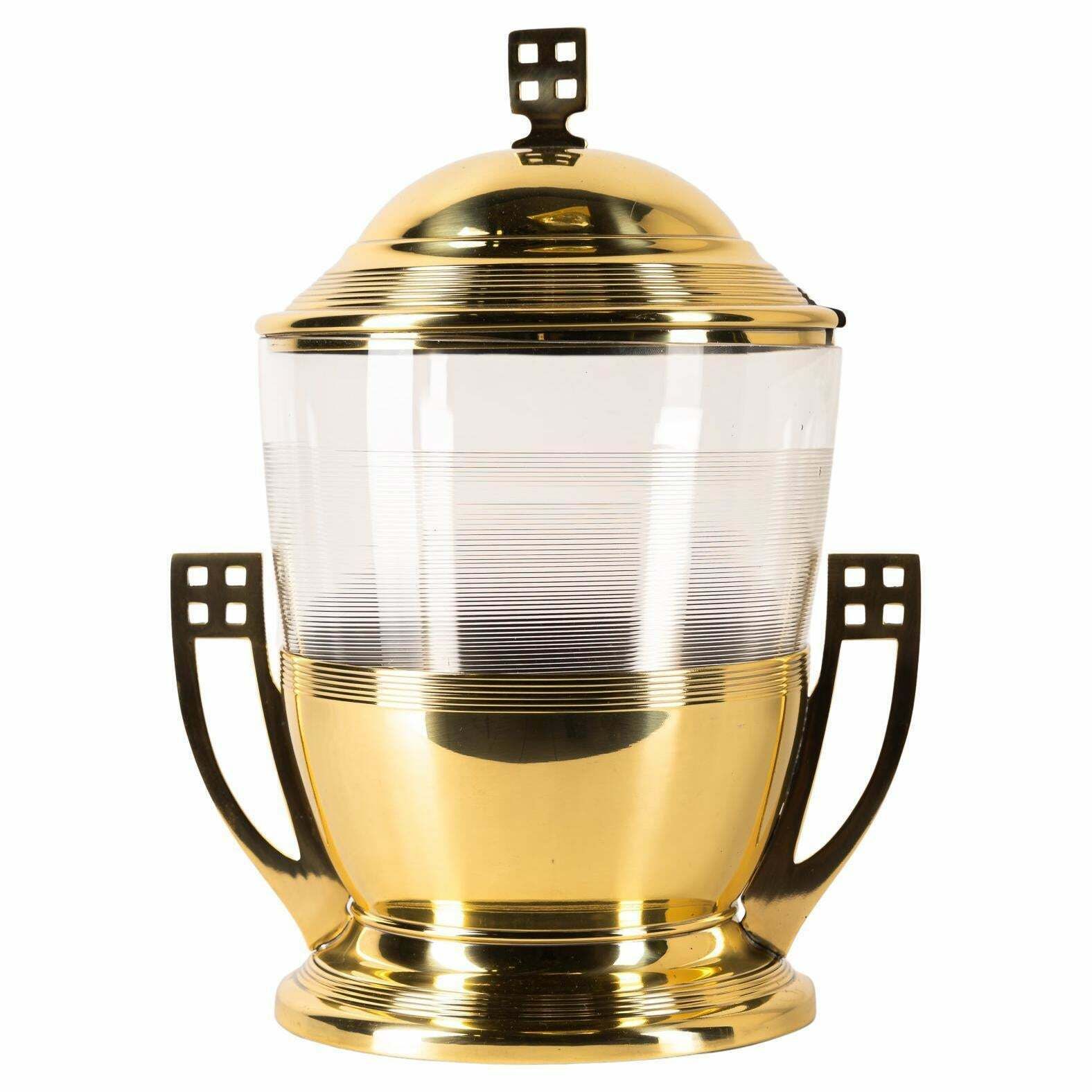 Art Deco Brass Bowl With Original Glass, Vienna, Around 1920s