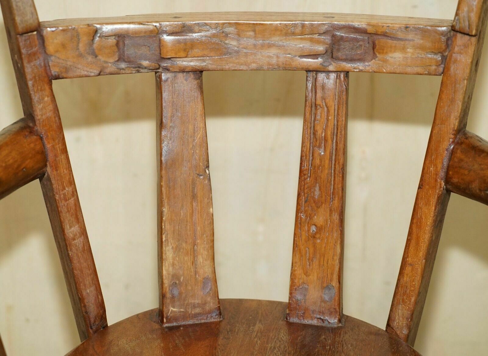 Primative Antique Circa 1760 Carthorse Wheel Remade Into A Captains Swivel Chair photo vinterior