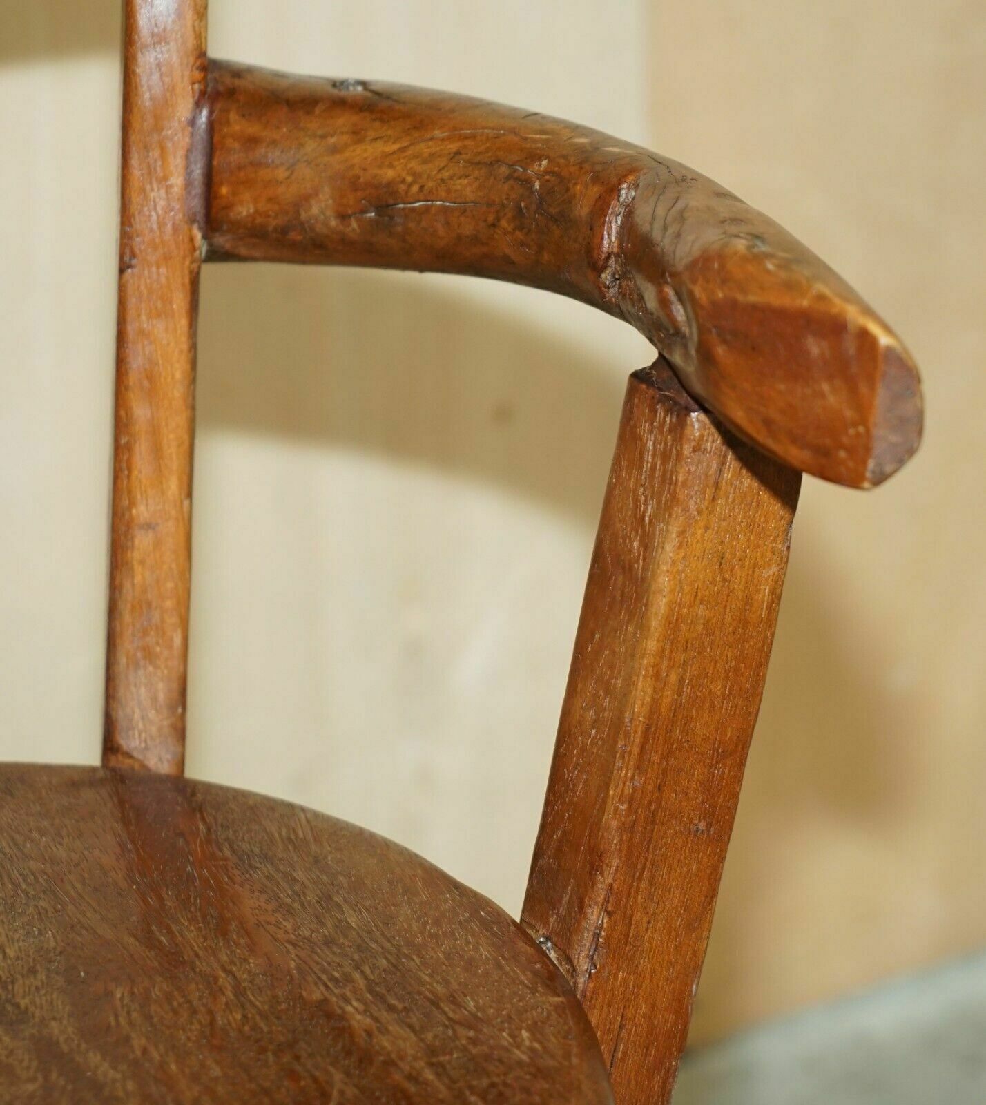 Primative Antique Circa 1760 Carthorse Wheel Remade Into A Captains Swivel Chair photo vintage