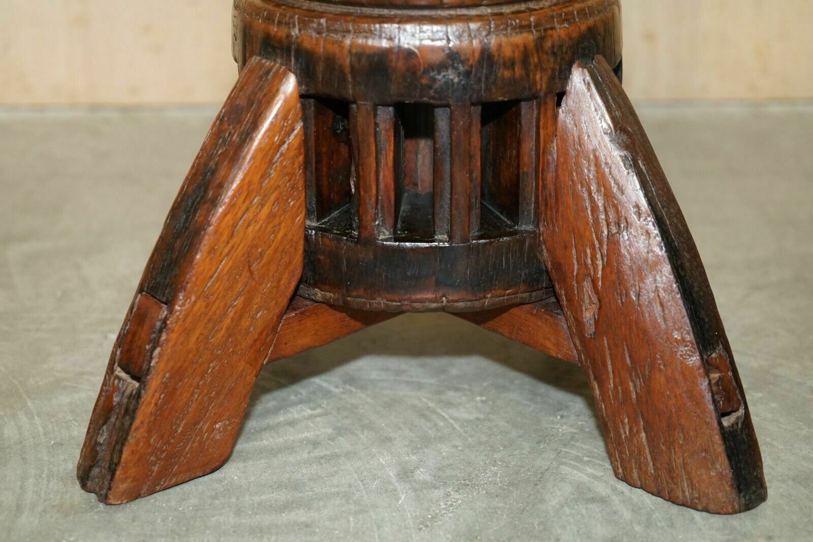 Furniture Primative Antique Circa 1760 Carthorse Wheel Remade Into A Captains Swivel Chair photo