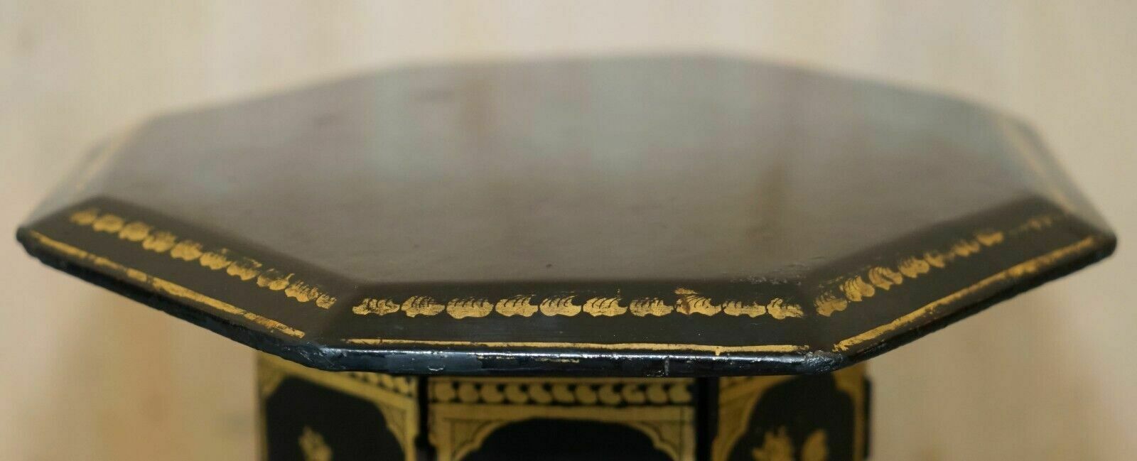Antique Victorian Circa 1900 Chinese Chinoiserie Lacquered Folding Side Table photo Furniture