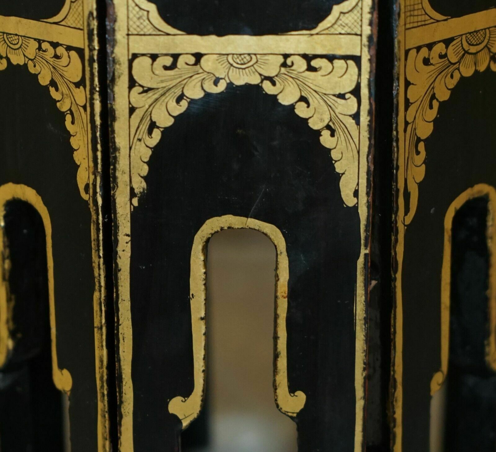 Antique Victorian Circa 1900 Chinese Chinoiserie Lacquered Folding Side Table photo buy