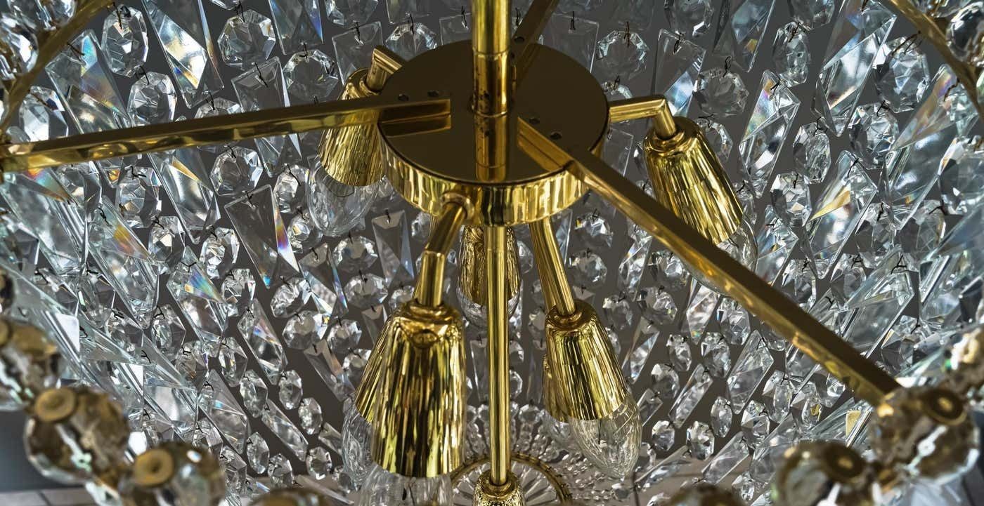 photo vintage Big Bakalowits Crystal Chandelier Vienna Around 1950s