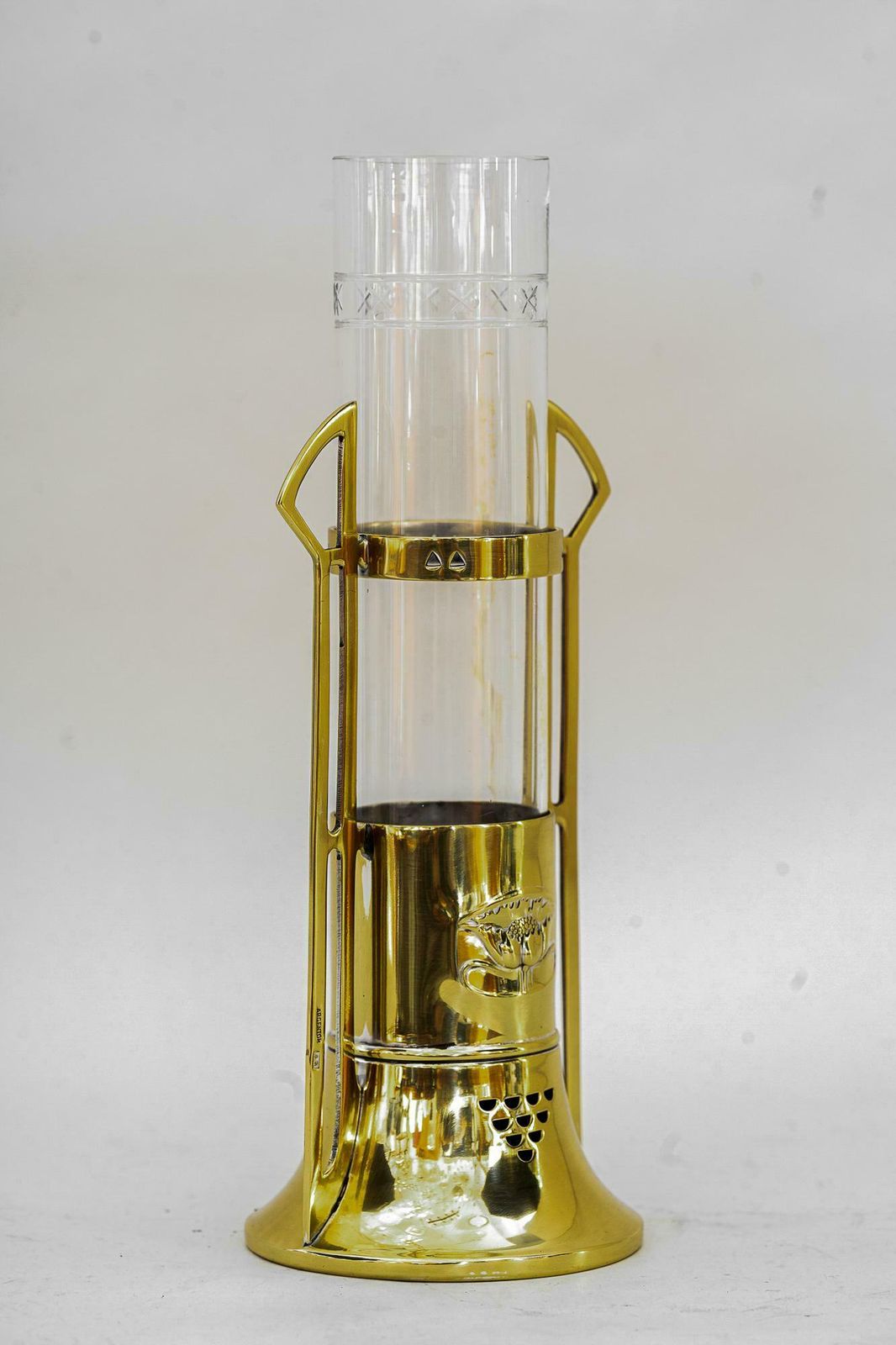 Jugendstil Glass Vase With Holder By Argentor Vienna Around 1910 photo for sale