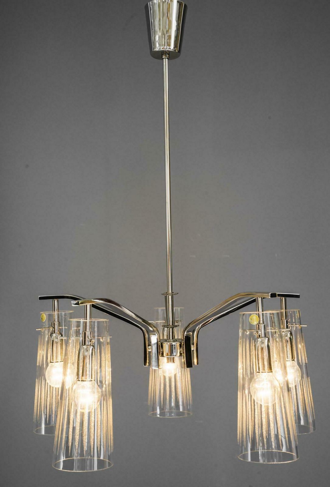 Rupert Nikoll Chandelier With Original Glass Shades Vienna Around 1960s photo buy