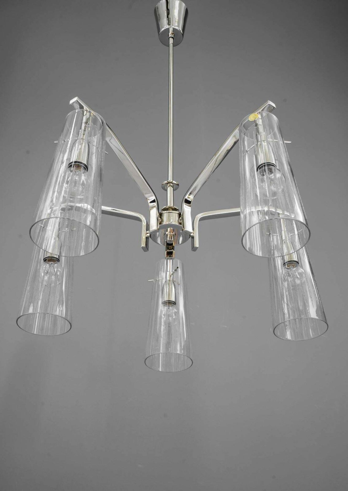 Lighting Rupert Nikoll Chandelier With Original Glass Shades Vienna Around 1960s photo