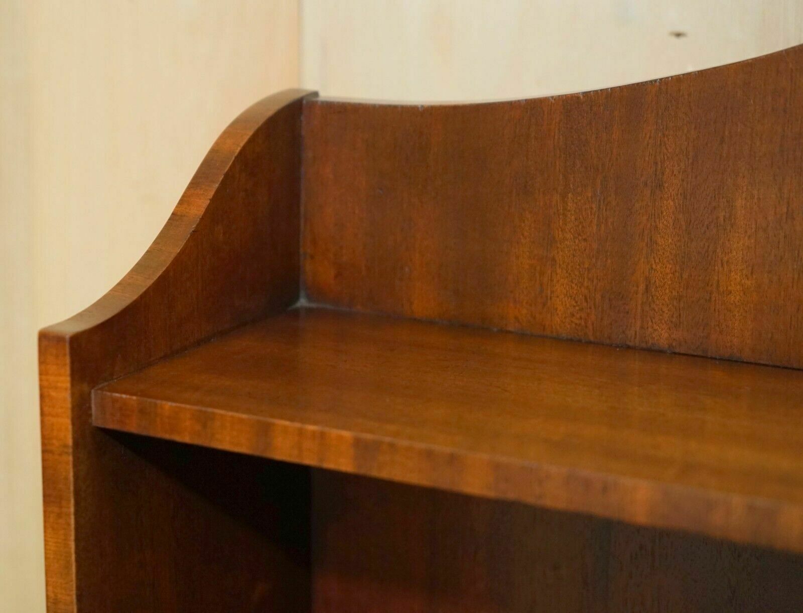 Stunning Pair Of Flamed Mahogany Dwarf Waterfall Open Library Bookcases Cupboard photo 2750.0